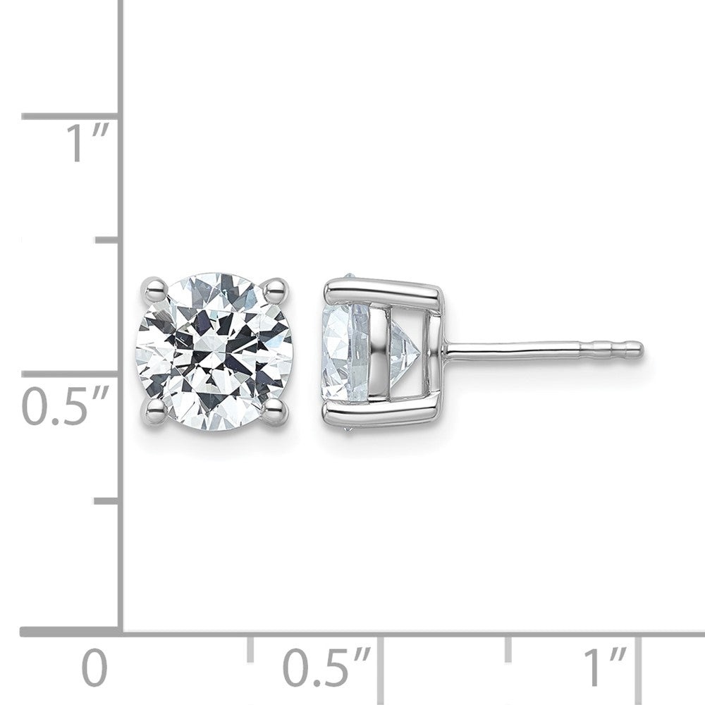 14k White Gold 4 Ct. Lab Grown Diamond VS+ F+ Round Four Prong Stud Post Earrings