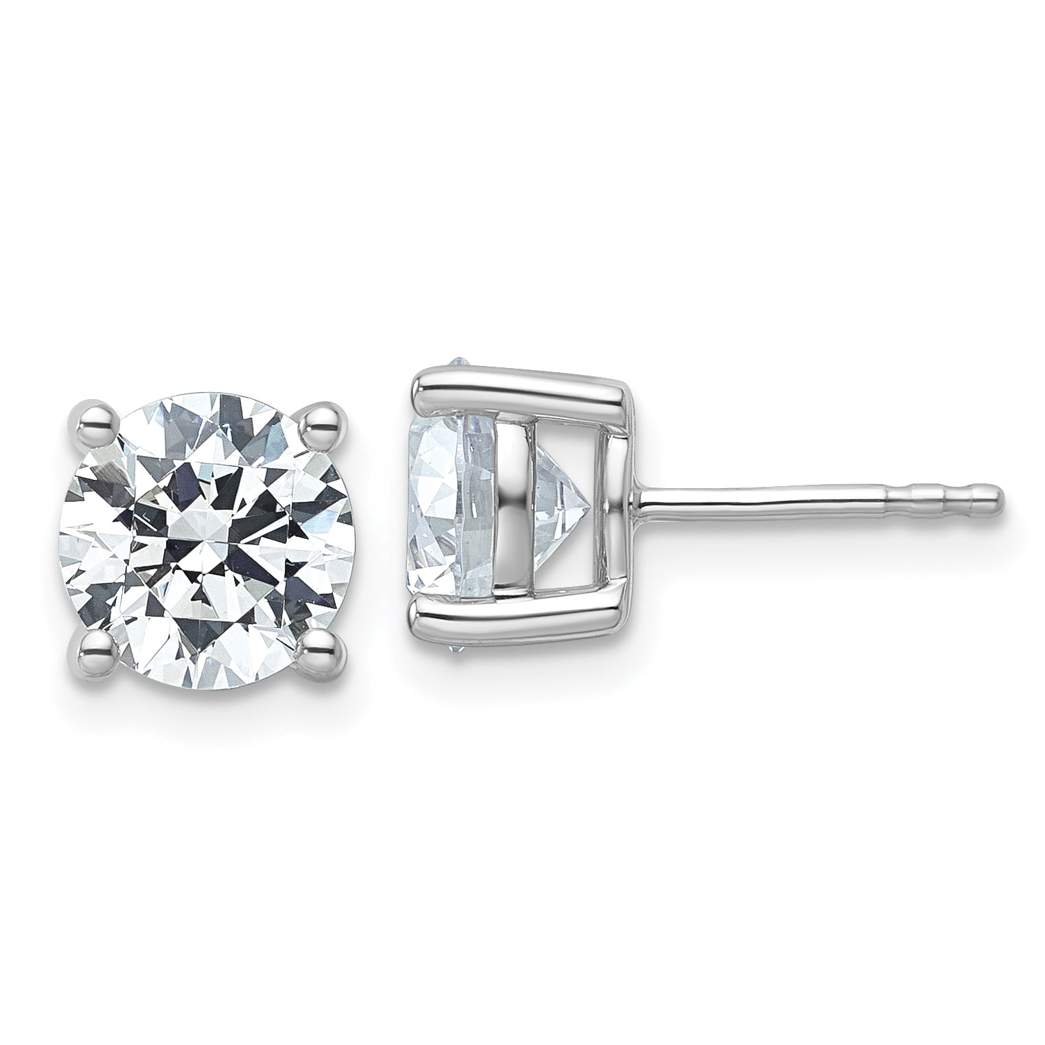 14K White Gold 4 Ctw Lab Grown Diamond Vs+ F+ Round Prong Heavy Wt. Stud Earrings