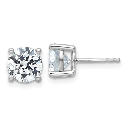 14K White Gold 4 Ctw Lab Grown Diamond Vs+ F+ Round Prong Heavy Wt. Stud Earrings
