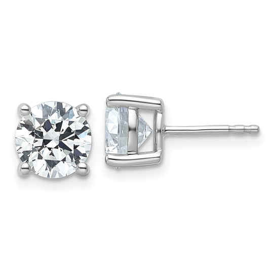 14K White Gold 4 Ctw Lab Grown Diamond Vs+ F+ Round Prong Heavy Wt. Stud Earrings