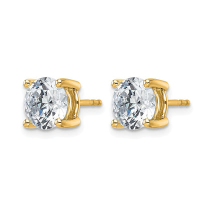 14K Yellow Gold 4 Ctw Lab Grown Diamond Vs+ F+ Round Prong Heavy Wt. Stud Earrings