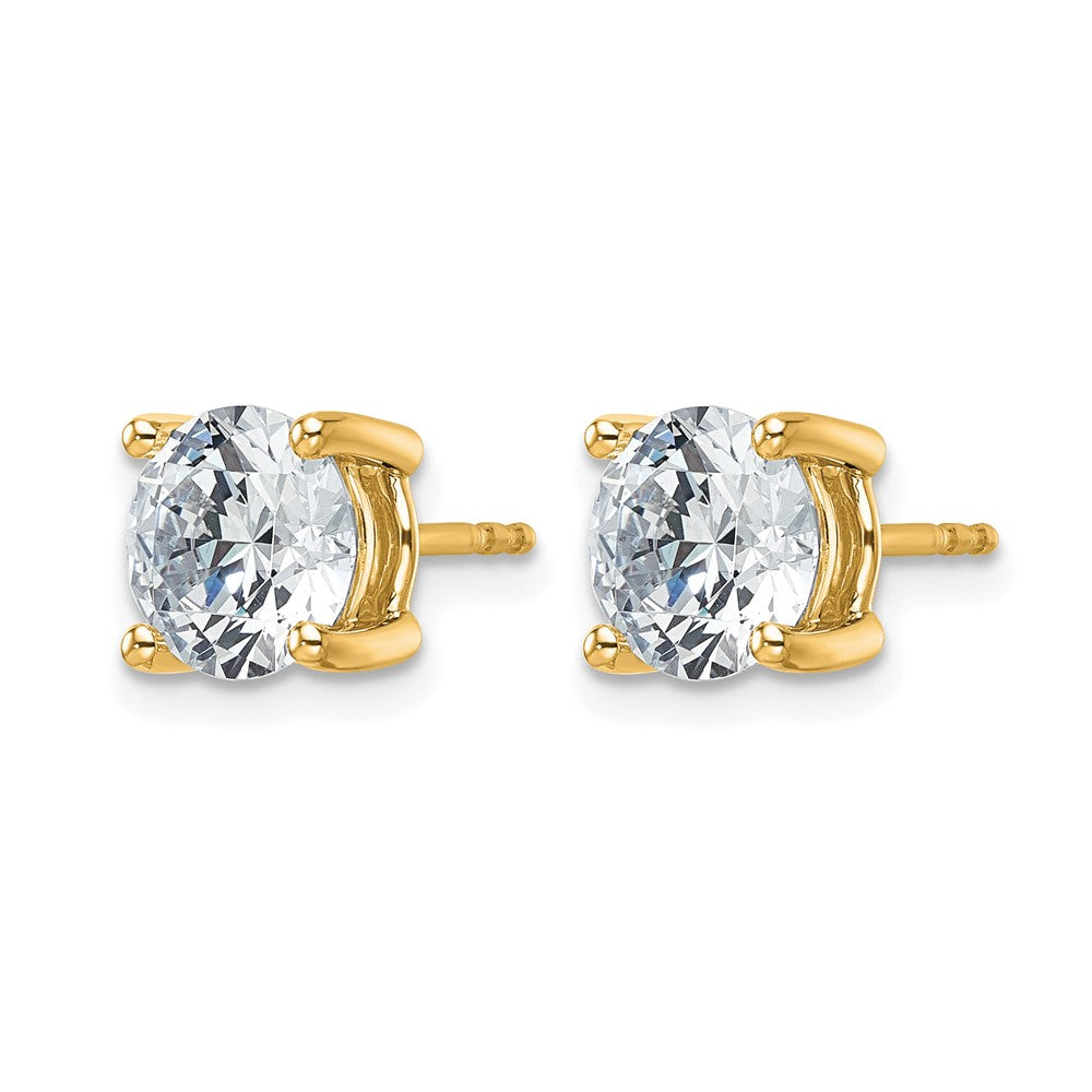 14K Yellow Gold 4 Ctw Certified Lab Grown Diamond Vs+ F+ Round Prong Heavy Wt. Stud Earrings