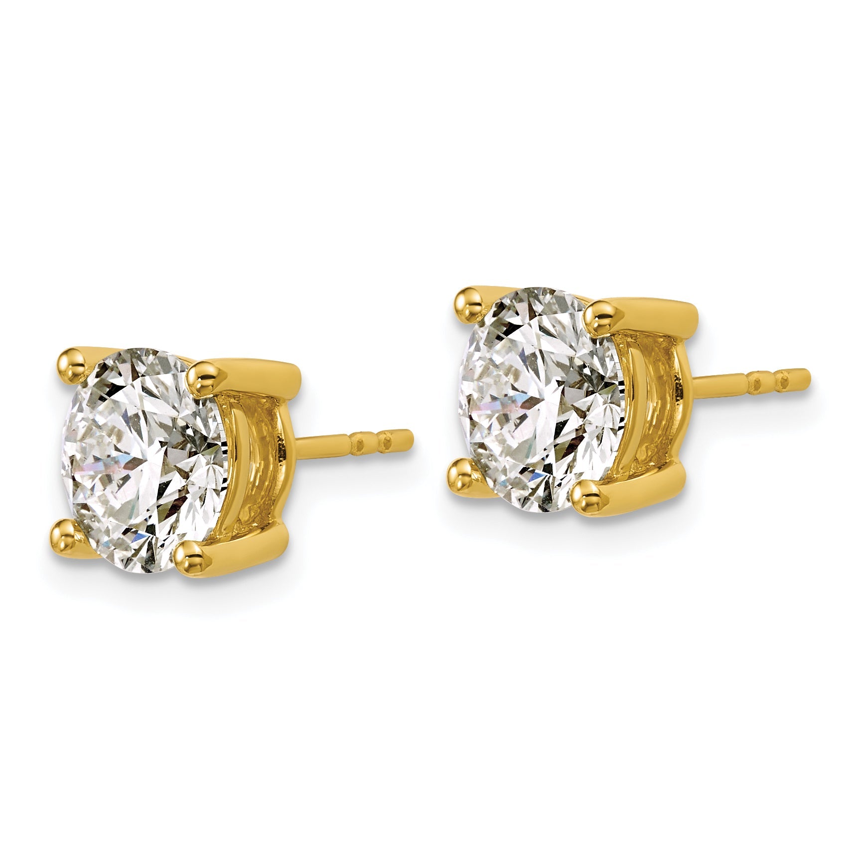 14K Yellow Gold 4 Ctw Certified Lab Grown Diamond Vs+ F+ Round Prong Heavy Wt. Stud Earrings