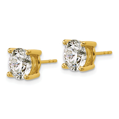 14K Yellow Gold 4 Ctw Certified Lab Grown Diamond Vs+ F+ Round Prong Heavy Wt. Stud Earrings