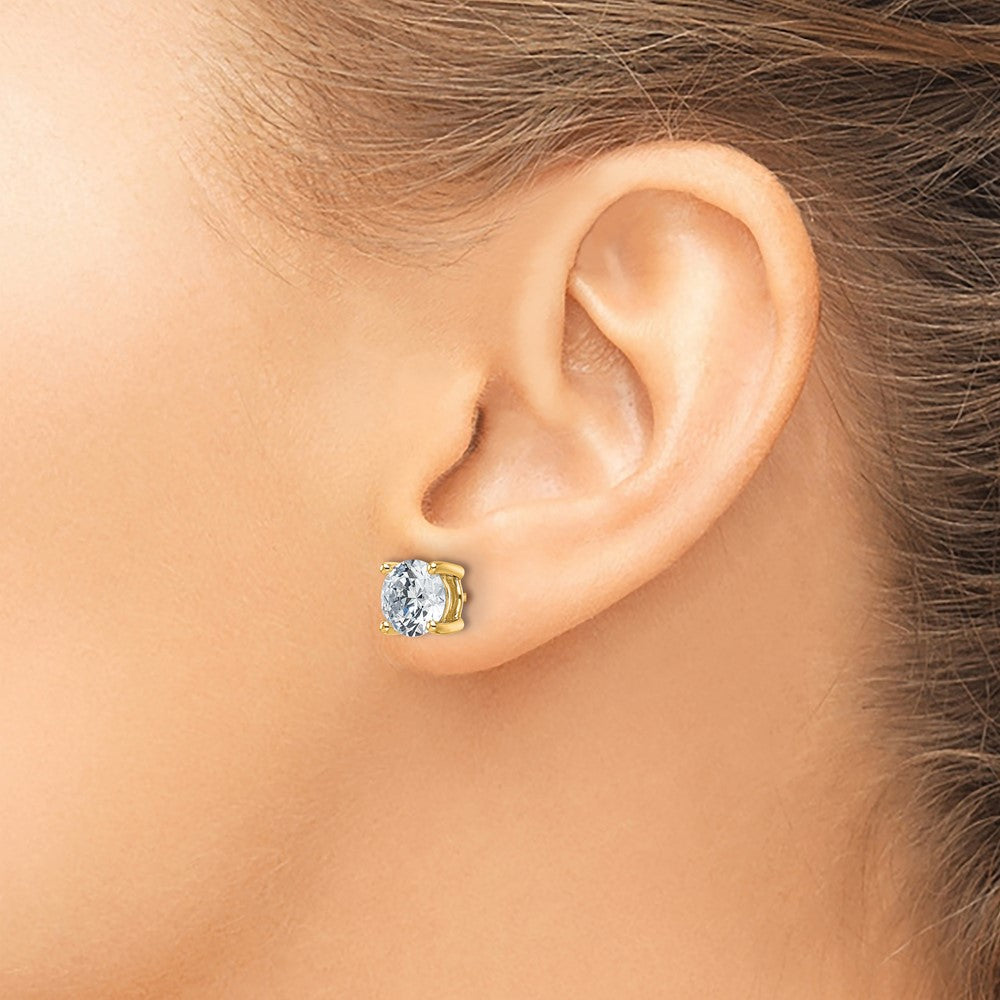 14K Yellow Gold 4 Ctw Certified Lab Grown Diamond Vs+ F+ Round Prong Heavy Wt. Stud Earrings