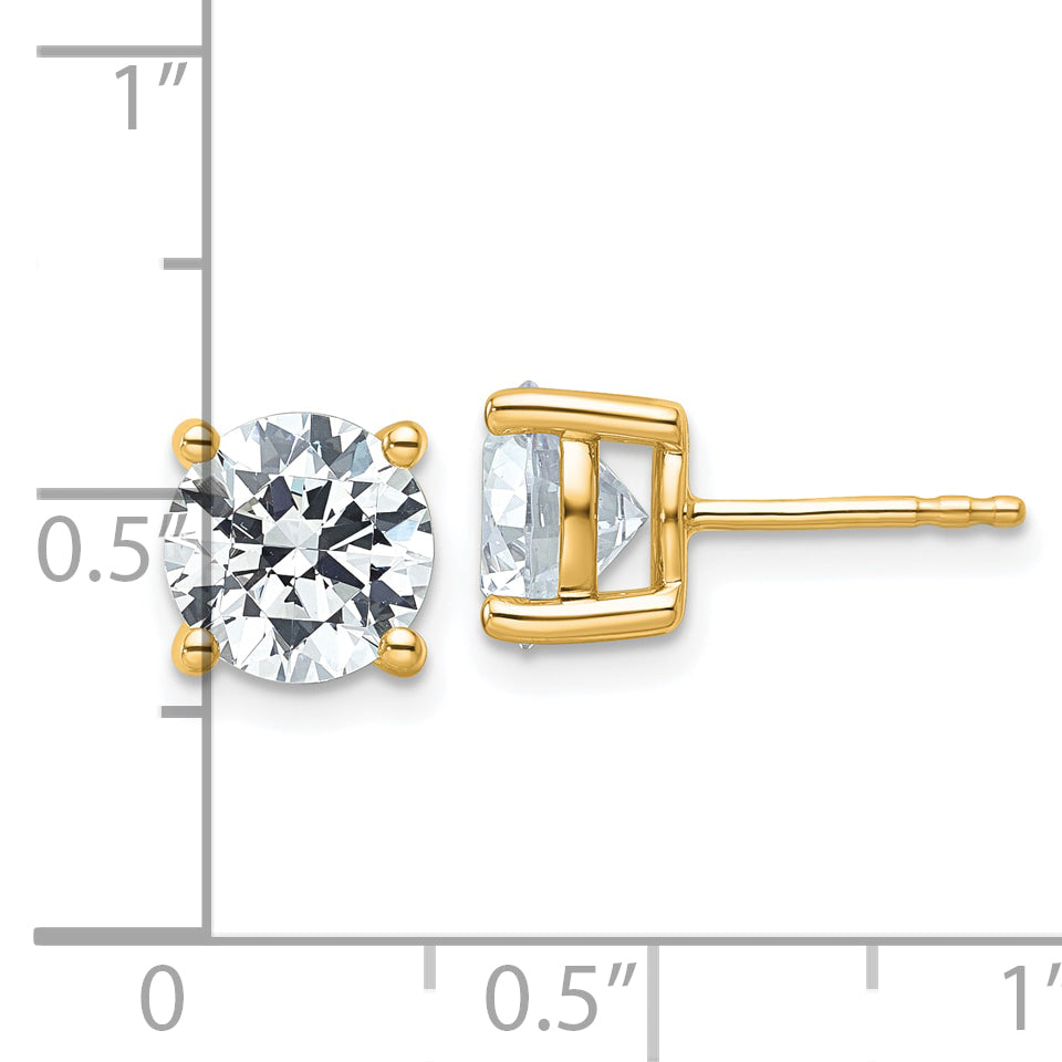 14K Yellow Gold 4 Ctw Certified Lab Grown Diamond Vs+ F+ Round Prong Heavy Wt. Stud Earrings