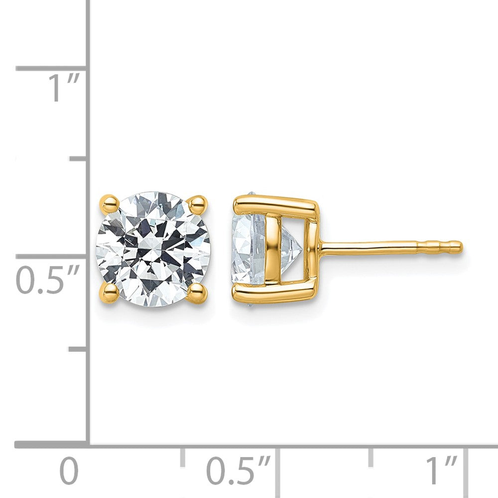 14K Yellow Gold 4 Ctw Certified Lab Grown Diamond Vs+ F+ Round Prong Heavy Wt. Stud Earrings