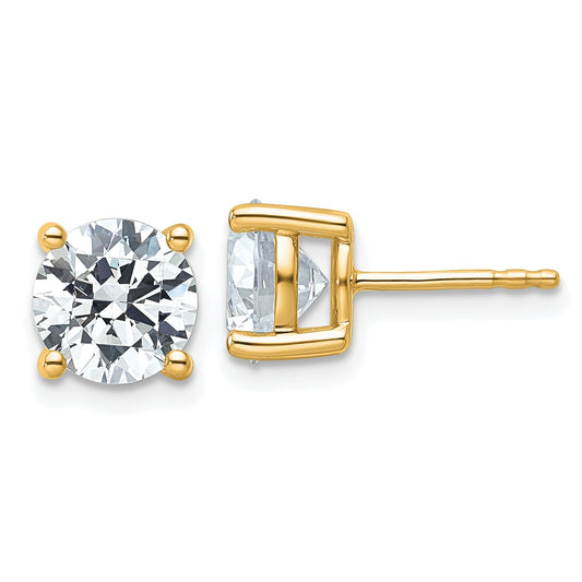 14K Yellow Gold 4 Ctw Certified Lab Grown Diamond Vs+ F+ Round Prong Heavy Wt. Stud Earrings