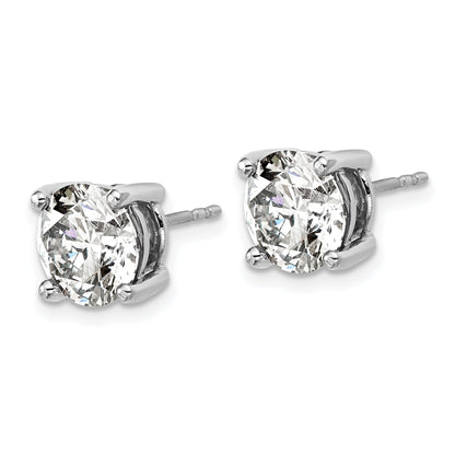 14K White Gold 5 Ctw Lab Grown Diamond Vs+ F+ Round 4 Prong Heavy Wt. Stud Earrings