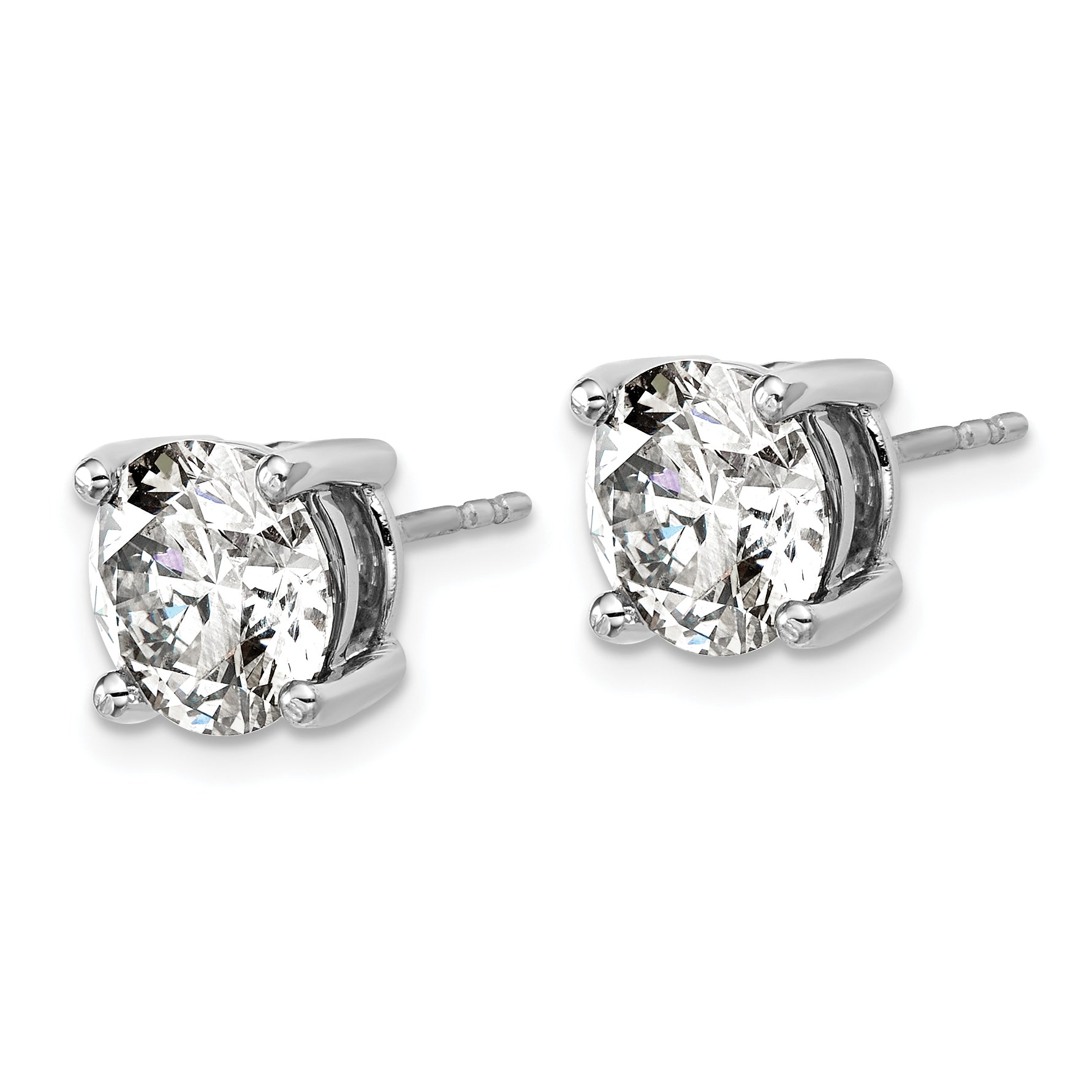 14K White Gold 5 Ctw Certified Lab Grown Diamond Vs+ F+ Round 4 Prong Heavy Wt. Stud Earrings