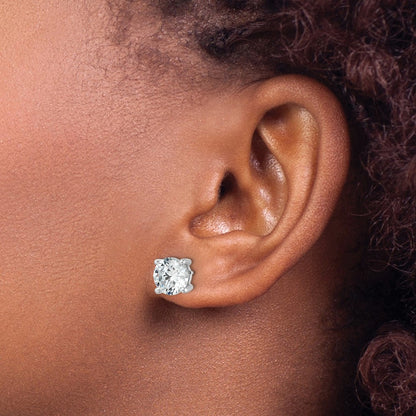 14K White Gold 5 Ctw Certified Lab Grown Diamond Vs+ F+ Round 4 Prong Heavy Wt. Stud Earrings