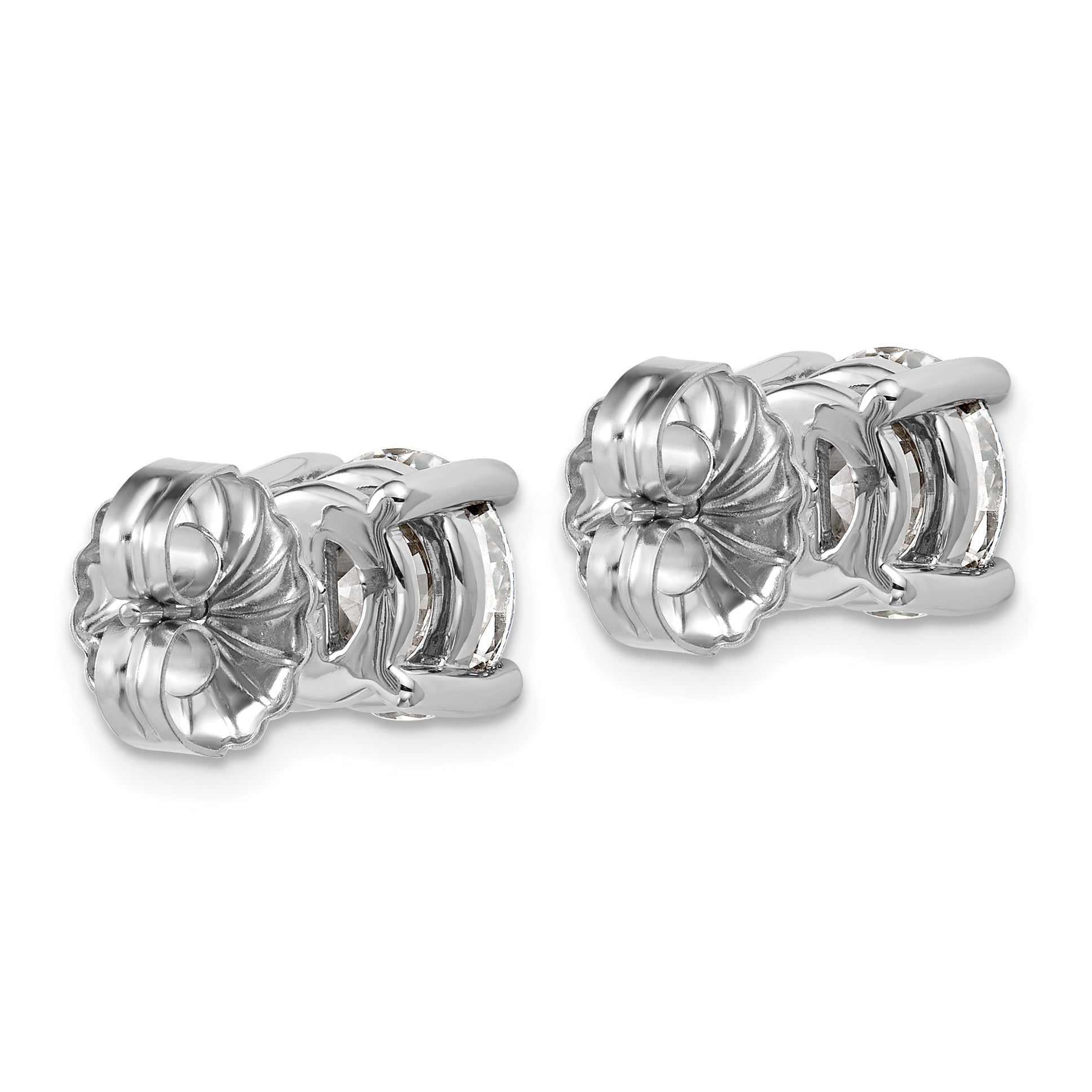 14K White Gold 5 Ctw Certified Lab Grown Diamond Vs+ F+ Round 4 Prong Heavy Wt. Stud Earrings