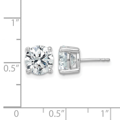 14K White Gold 5 Ctw Certified Lab Grown Diamond Vs+ F+ Round 4 Prong Heavy Wt. Stud Earrings
