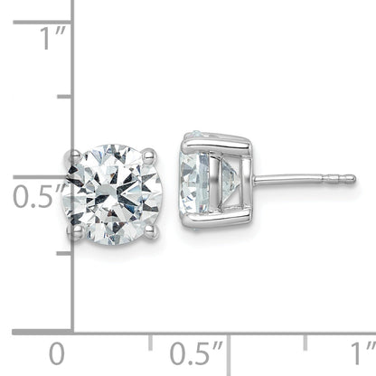 14K White Gold 5 Ctw Certified Lab Grown Diamond Vs+ F+ Round 4 Prong Heavy Wt. Stud Earrings