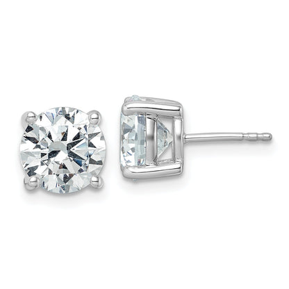 14K White Gold 5 Ctw Certified Lab Grown Diamond Vs+ F+ Round 4 Prong Heavy Wt. Stud Earrings