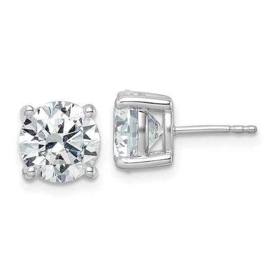 14K White Gold 5 Ctw Certified Lab Grown Diamond Vs+ F+ Round 4 Prong Heavy Wt. Stud Earrings