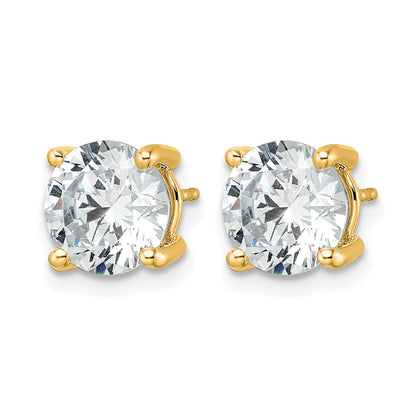 14K Yellow Gold 5 Ctw Certified Lab Grown Diamond Vs+ F+ Round 4 Prong Heavy Wt. Stud Earrings
