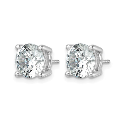 14k White Gold 6 Ct. Lab Grown Diamond VS+ F+ Round Four Prong Stud Post Earrings