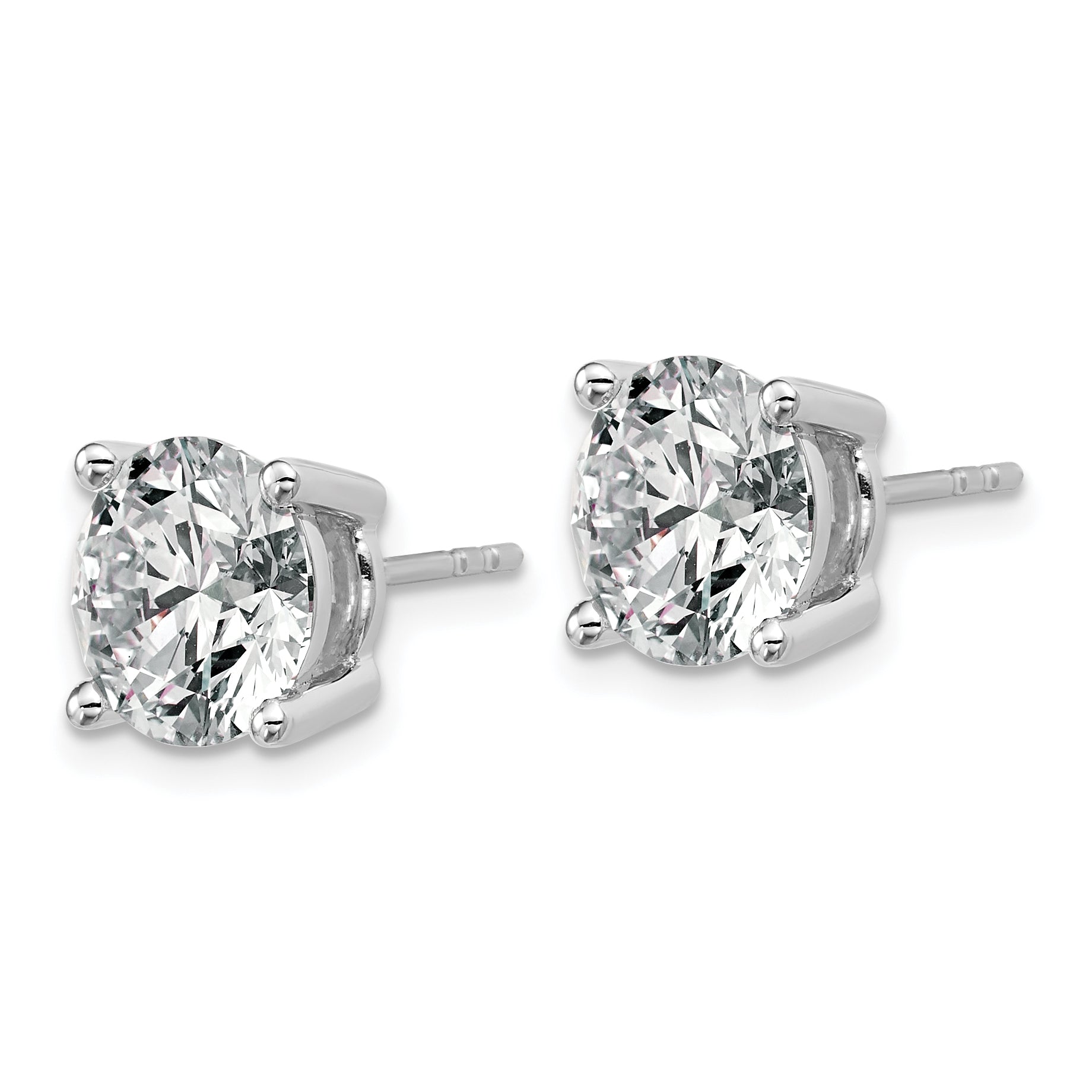 14K White Gold 6 Ctw Lab Grown Diamond Vs+ F+ Round 4 Prong Heavy Wt. Stud Earrings