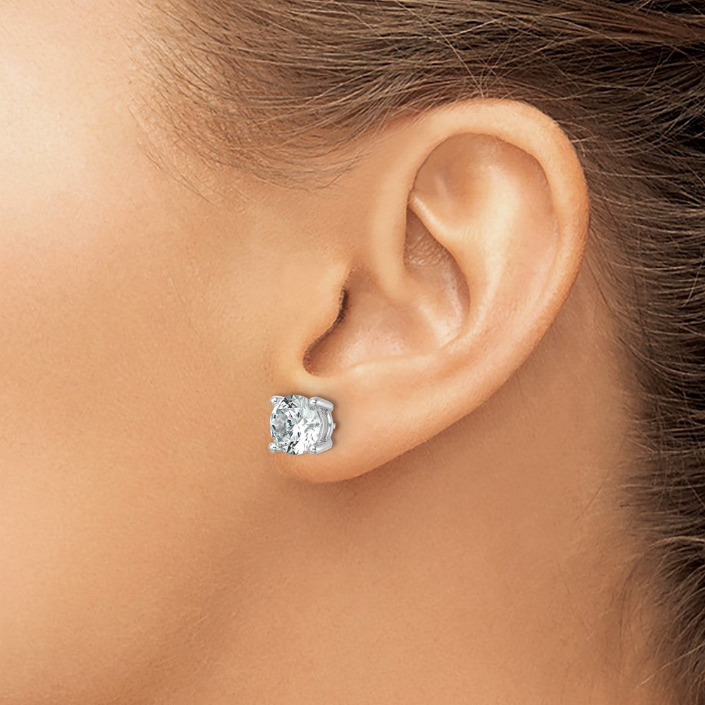 14k White Gold 6 Ct. Lab Grown Diamond VS+ F+ Round Four Prong Stud Post Earrings
