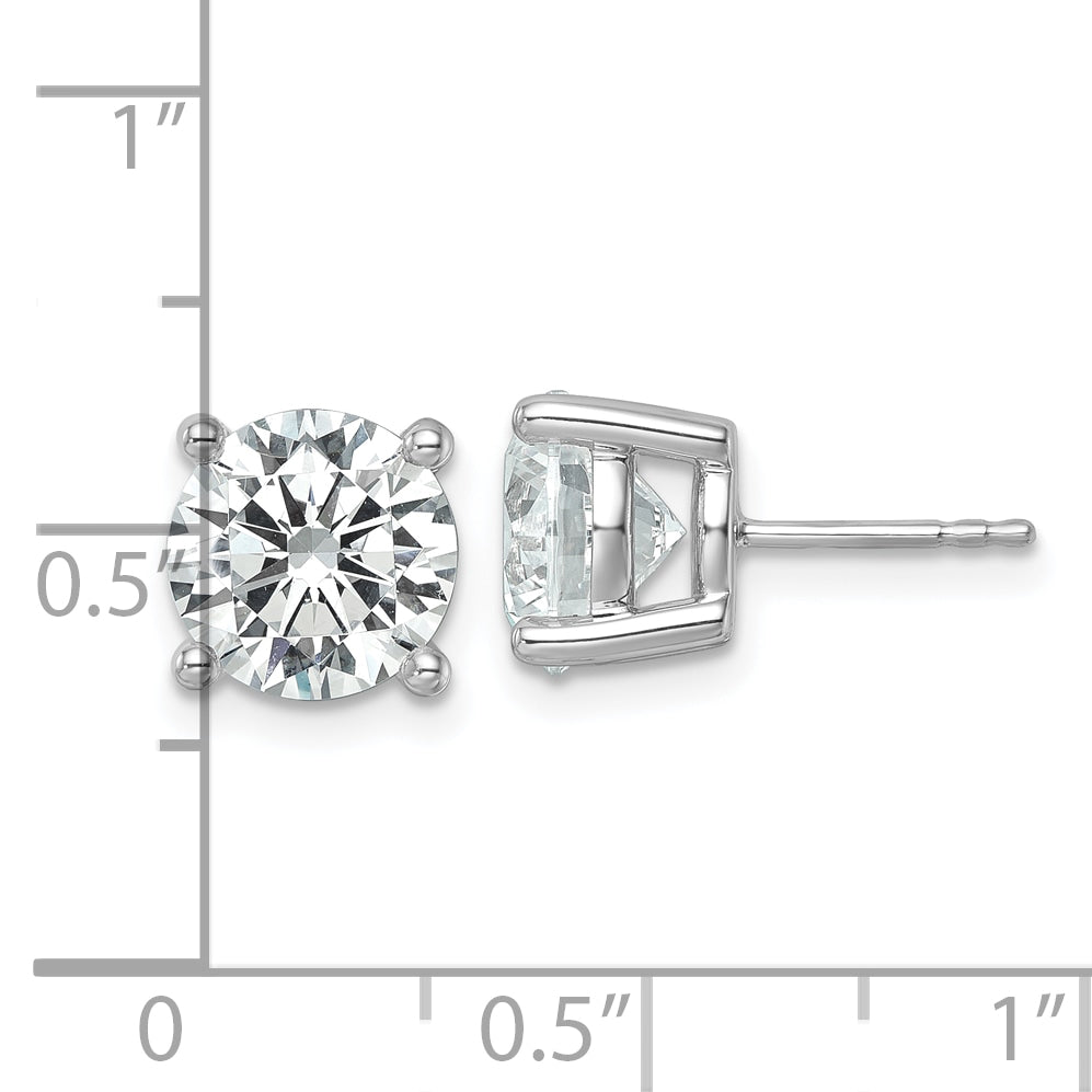 14K White Gold 6 Ctw Lab Grown Diamond Vs+ F+ Round 4 Prong Heavy Wt. Stud Earrings