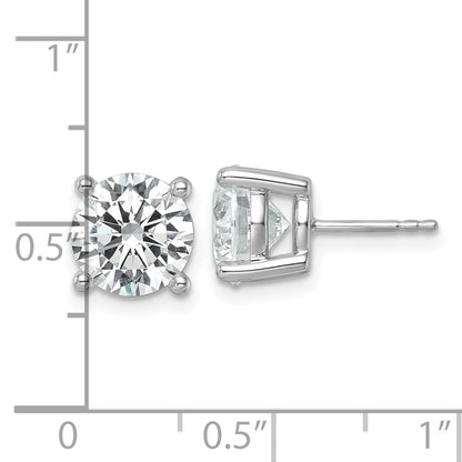 14K White Gold 6 Ctw Lab Grown Diamond Vs+ F+ Round 4 Prong Heavy Wt. Stud Earrings