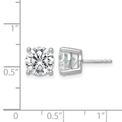 14k White Gold 6 Ct. Lab Grown Diamond VS+ F+ Round Four Prong Stud Post Earrings