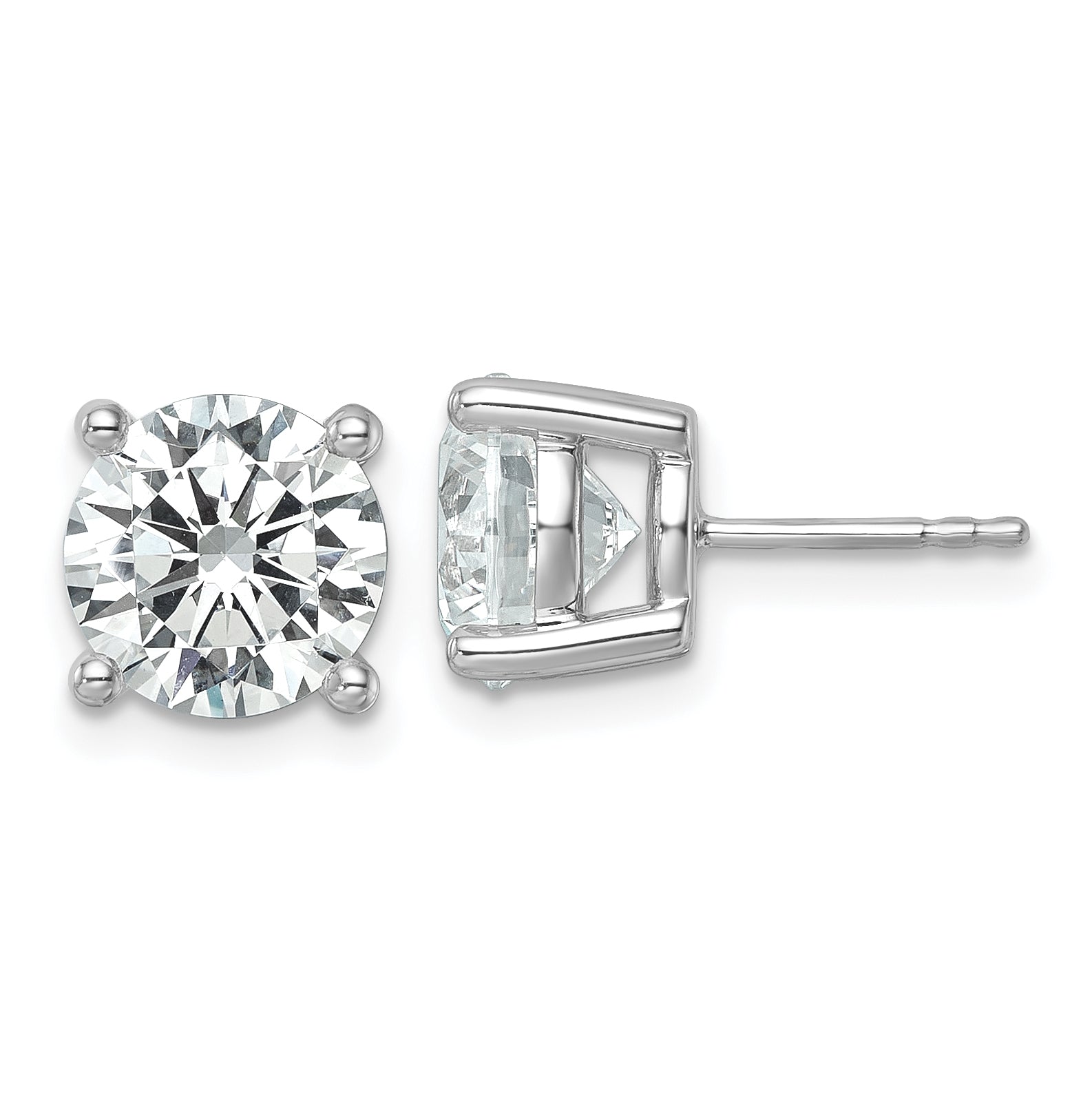 14K White Gold 6 Ctw Lab Grown Diamond Vs+ F+ Round 4 Prong Heavy Wt. Stud Earrings