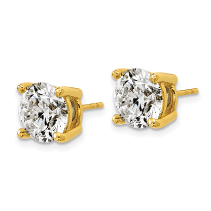 14K Yellow Gold 6 Ctw Certified Lab Grown Diamond Vs+ F+ Round 4 Prong Heavy Wt. Stud Earrings