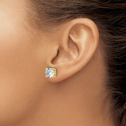14K Yellow Gold 6 Ctw Certified Lab Grown Diamond Vs+ F+ Round 4 Prong Heavy Wt. Stud Earrings