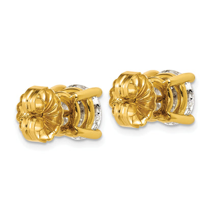 14K Yellow Gold 6 Ctw Certified Lab Grown Diamond Vs+ F+ Round 4 Prong Heavy Wt. Stud Earrings