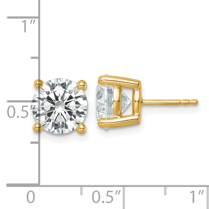14K Yellow Gold 6 Ctw Certified Lab Grown Diamond Vs+ F+ Round 4 Prong Heavy Wt. Stud Earrings