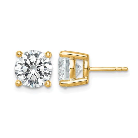 14k Yellow Gold 6 ctw Certified Lab Grown Diamond VS/SI+ G+ Round 4 Prong Heavy Wt. Stud Earrings