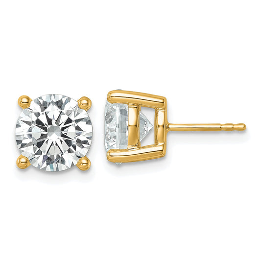 14K Yellow Gold 6 Ctw Certified Lab Grown Diamond Vs+ F+ Round 4 Prong Heavy Wt. Stud Earrings