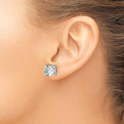 14K White Gold 7 Ctw Certified Lab Grown Diamond Vs/Si+ G+ Round 4 Prong Heavy Wt. Stud Earrings