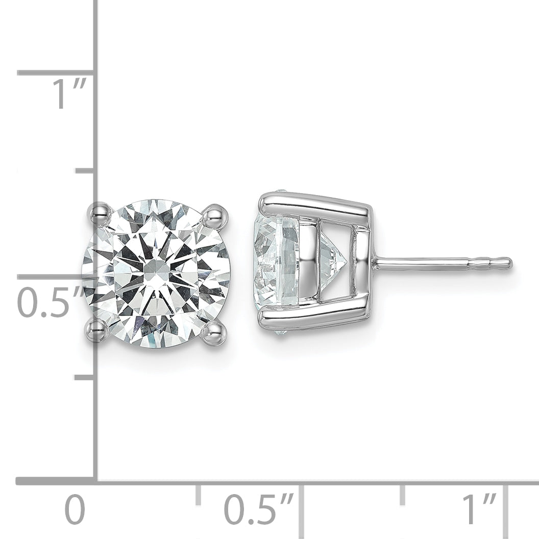 14K White Gold 7 Ctw Certified Lab Grown Diamond Vs/Si+ G+ Round 4 Prong Heavy Wt. Stud Earrings