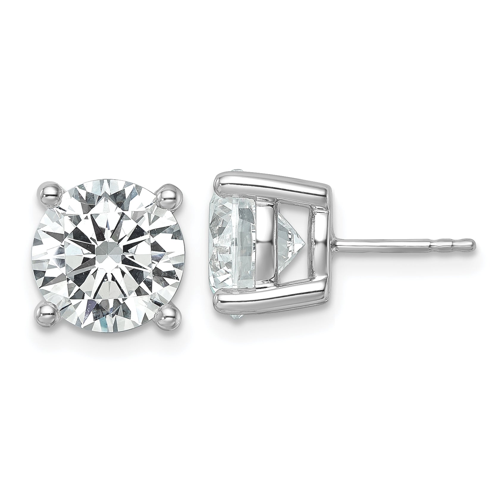 14K White Gold 7 Ctw Certified Lab Grown Diamond Vs/Si+ G+ Round 4 Prong Heavy Wt. Stud Earrings