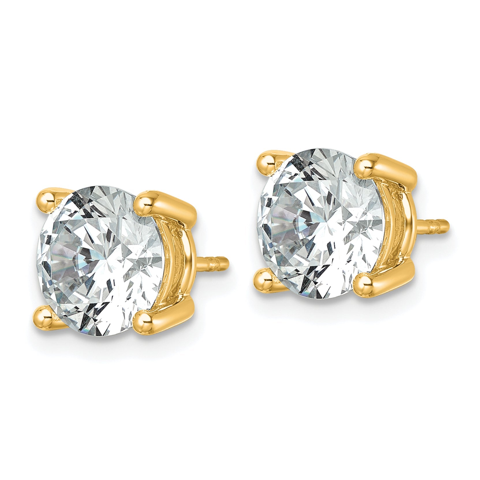 14K Yellow Gold 7 Ctw Certified Lab Grown Diamond Vs/Si+ G+ Round 4 Prong Heavy Wt. Stud Earrings