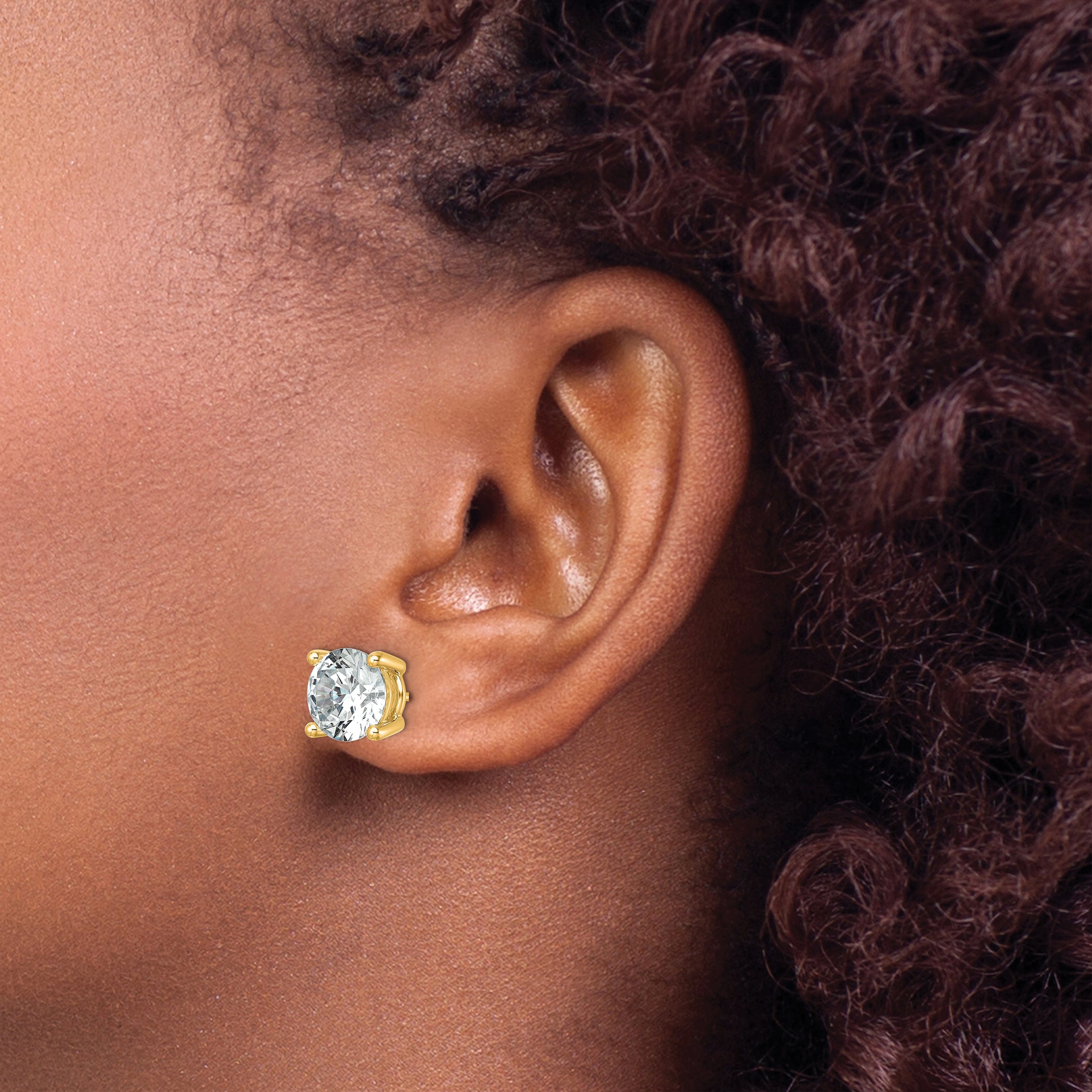 14K Yellow Gold 7 Ctw Certified Lab Grown Diamond Vs/Si+ G+ Round 4 Prong Heavy Wt. Stud Earrings