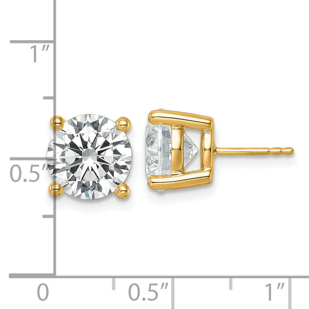 14K Yellow Gold 7 Ctw Certified Lab Grown Diamond Vs/Si+ G+ Round 4 Prong Heavy Wt. Stud Earrings