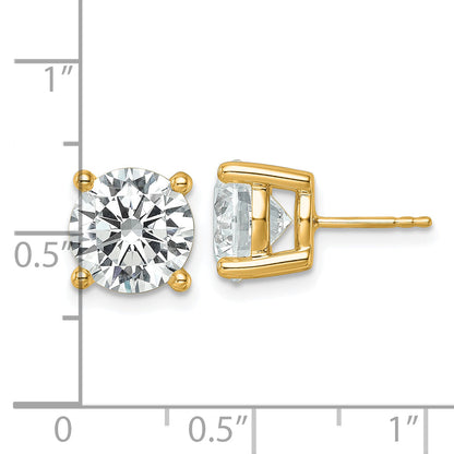 14K Yellow Gold 7 Ctw Certified Lab Grown Diamond Vs/Si+ G+ Round 4 Prong Heavy Wt. Stud Earrings