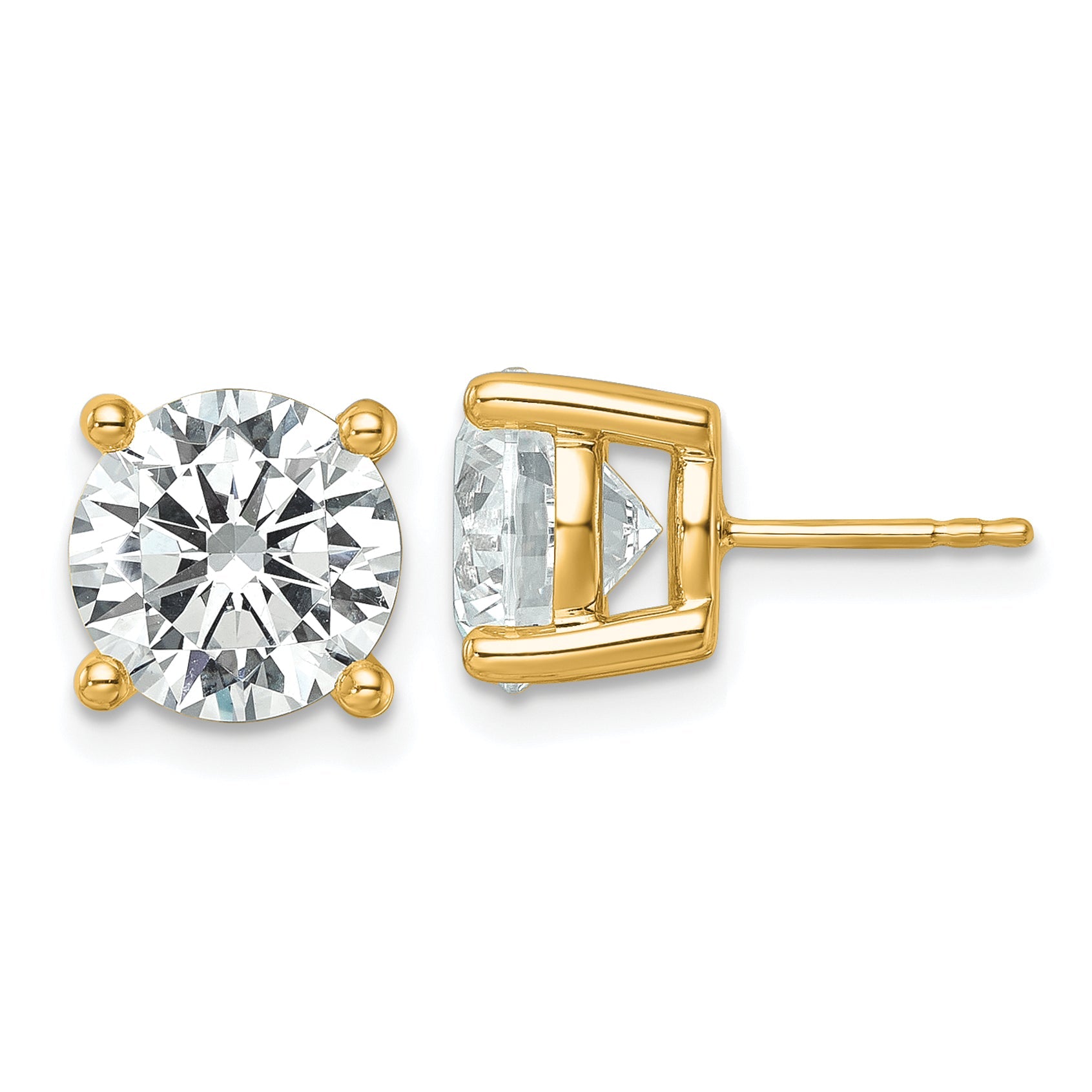 14K Yellow Gold 7 Ctw Certified Lab Grown Diamond Vs/Si+ G+ Round 4 Prong Heavy Wt. Stud Earrings
