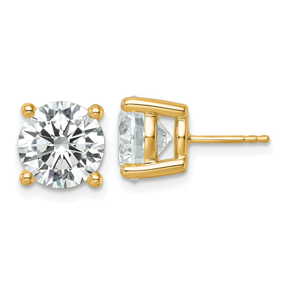 14K Yellow Gold 7 Ctw Certified Lab Grown Diamond Vs/Si+ G+ Round 4 Prong Heavy Wt. Stud Earrings