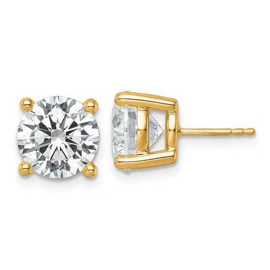 14K Yellow Gold 7 Ctw Certified Lab Grown Diamond Vs/Si+ G+ Round 4 Prong Heavy Wt. Stud Earrings