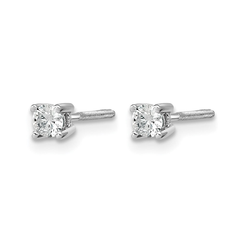14K White Gold 1/5 Ctw Certified Lab Grown Diamond Vs+ F+ Round 4 Prong Heavy Wt. Screwback Stud Earrings