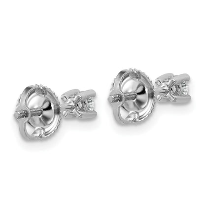 14k White Gold 1/5 ctw Lab Grown Diamond VS/SI+ G+ Round 4 Prong Heavy Wt. Screwback Stud Earrings