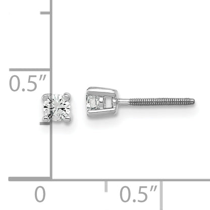 14K White Gold 1/5 Ctw Certified Lab Grown Diamond Vs+ F+ Round 4 Prong Heavy Wt. Screwback Stud Earrings