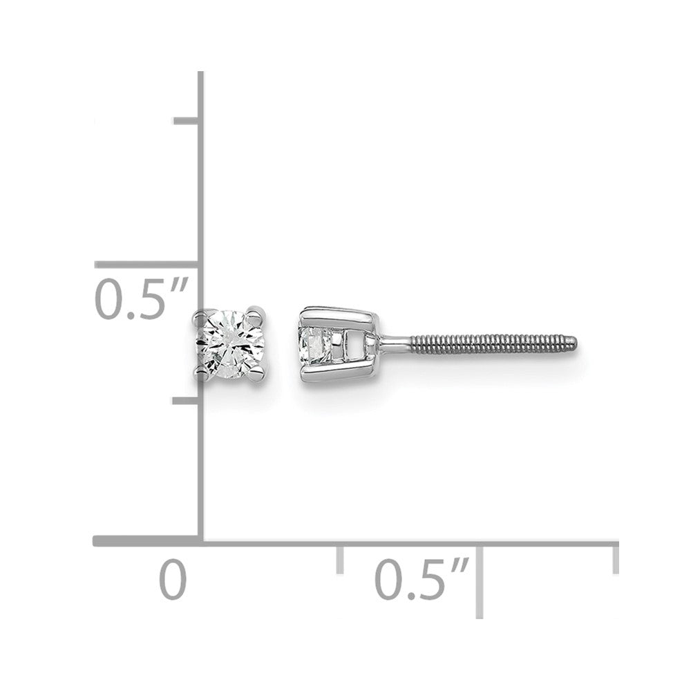 14K White Gold 1/5 Ctw Certified Lab Grown Diamond Vs+ F+ Round 4 Prong Heavy Wt. Screwback Stud Earrings