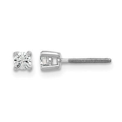 14k White Gold 1/5 ctw Lab Grown Diamond VS/SI+ G+ Round 4 Prong Heavy Wt. Screwback Stud Earrings