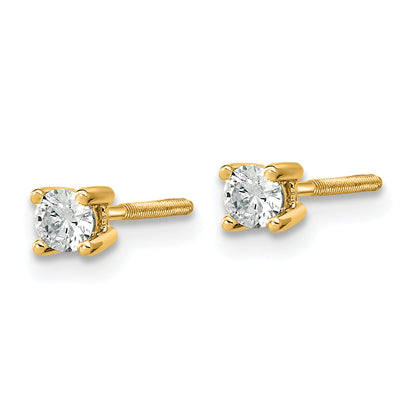 14K Yellow Gold 1/5 Ctw Certified Lab Grown Diamond Vs+ F+ Round 4 Prong Heavy Wt. Screwback Stud Earrings